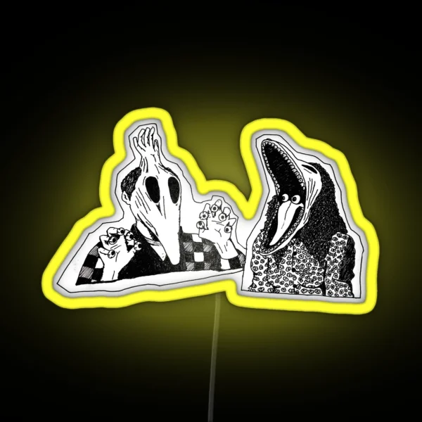 Adam And Barbara Monster Couple Beetle Juice Inspired RGB Neon Sign