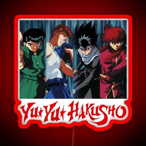 Adaptive Spirit World Detective Investigating Ghosts Yuyu Hakusho Manga Main Characters Funny Arts M RGB Neon Sign