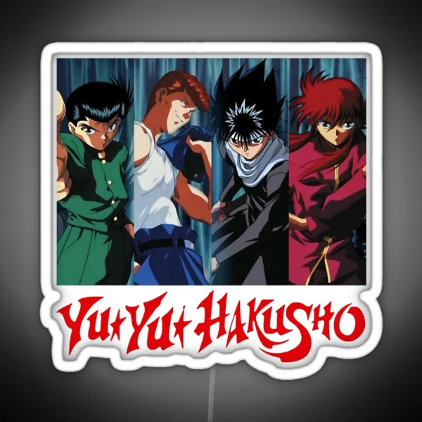 Adaptive Spirit World Detective Investigating Ghosts Yuyu Hakusho Manga Main Characters Funny Arts M RGB Neon Sign