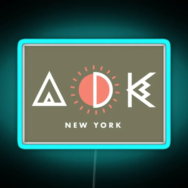 Adirondacks New York Geometric Design RGB Neon Sign