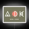 Eye-catching geometric design RGB neon sign for Adirondacks New York.