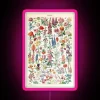 Vintage-inspired colorful floral art RGB LED neon signage decoration for homes