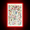 Vintage French Art Deco Floral Design with Neon Color Accents
