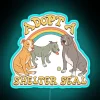 Neon charity awareness adopt a shelter seal rescue support symbol.