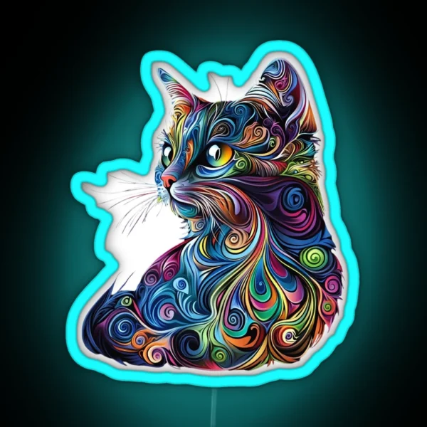 Adorable Cat Graphic Led Perfect For Cat Owners And Feline Fans RGB Neon Sign