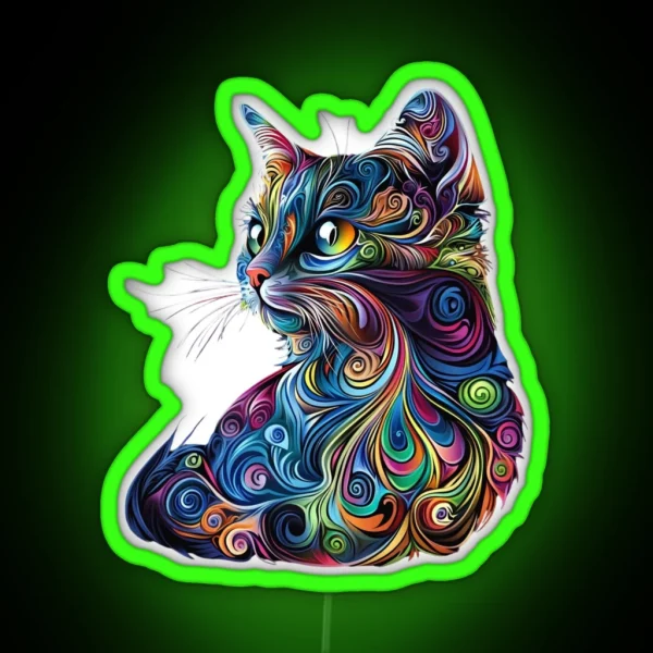 Adorable Cat Graphic Led Perfect For Cat Owners And Feline Fans RGB Neon Sign