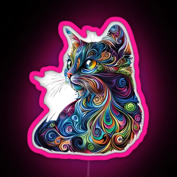 Adorable Cat Graphic Led Perfect For Cat Owners And Feline Fans RGB Neon Sign