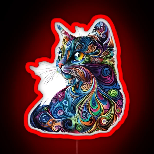 Adorable Cat Graphic Led Perfect For Cat Owners And Feline Fans RGB Neon Sign