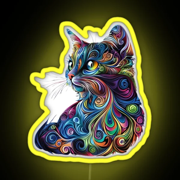 Adorable Cat Graphic Led Perfect For Cat Owners And Feline Fans RGB Neon Sign