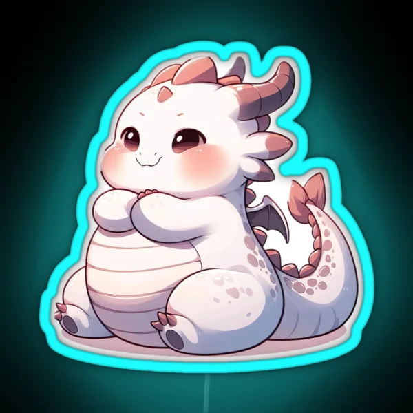 Adorable Fat Dragon Whimsical Crossed Arms And Playful RGB Neon Sign