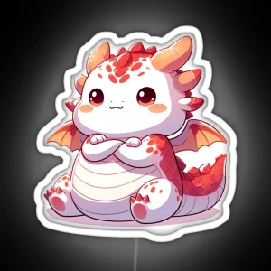 Adorable Fat Dragon Whimsical Crossed Arms And Playful Mood RGB Neon Sign