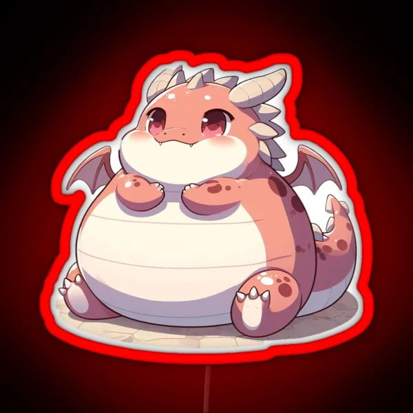 Adorable Fat Dragon Whimsical Crossed Arms And Playful RGB Neon Sign
