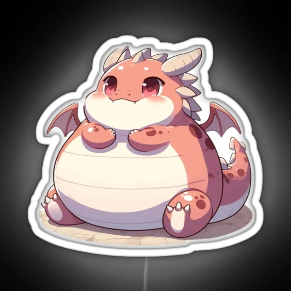 Adorable Fat Dragon Whimsical Crossed Arms And Playful RGB Neon Sign