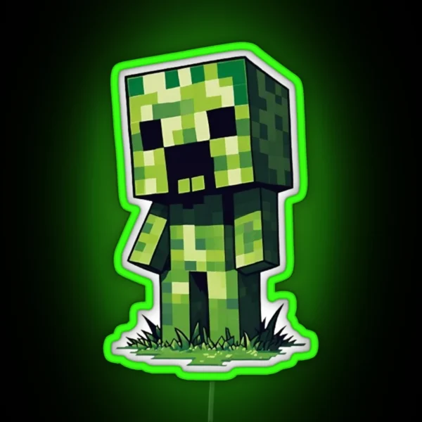 Adorable Minecraft Creeper RGB Neon Sign