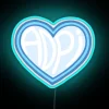 Modern Blue Neon Sign with Vibrant RGB Color Heart Accent