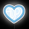 Eye-catching ADPI blue heart symbol neon sign with vibrant color effects