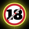 Adults-Only Warning Neon Sign with Prohibition Symbol and Bright Colours