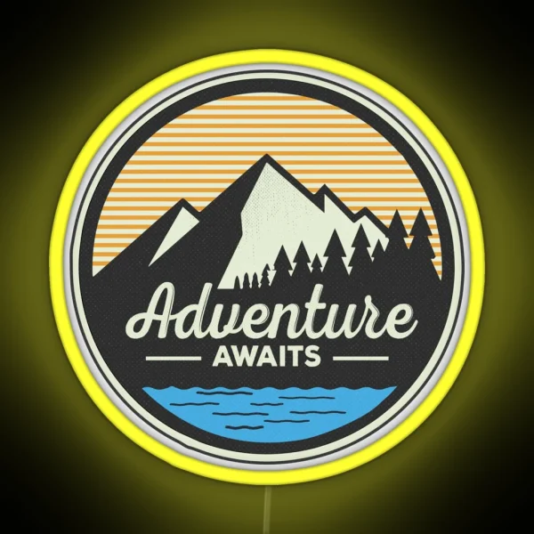 Adventure Awaits Mountain Hiking Led RGB Neon Sign