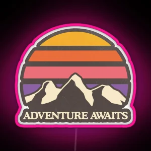 Adventure Awaits Mountain Sun RGB Neon Sign