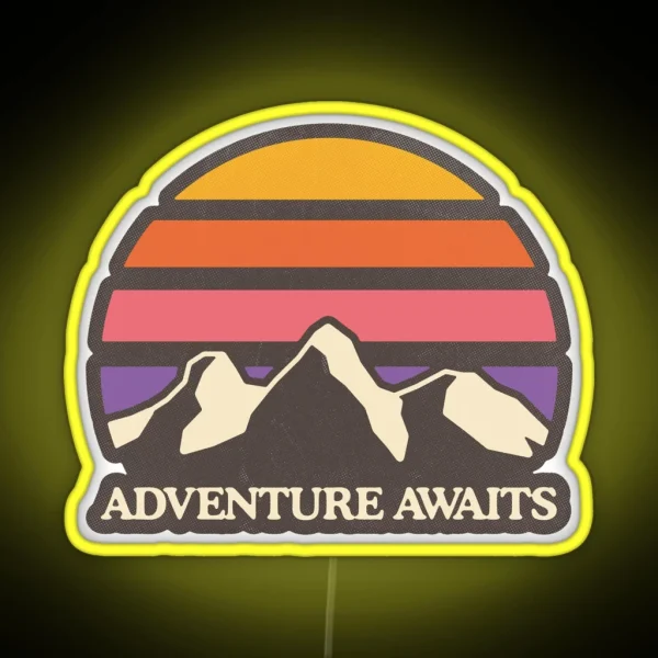 Adventure Awaits Mountain Sun RGB Neon Sign