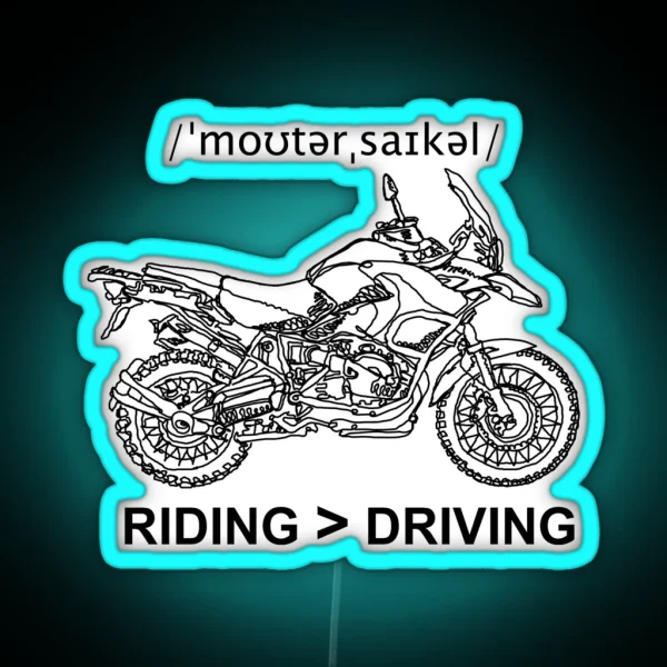 Adventure Bike Style Illustration RGB Neon Sign