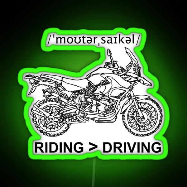 Adventure Bike Style Illustration RGB Neon Sign