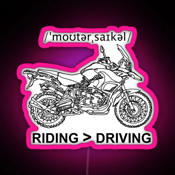 Adventure Bike Style Illustration RGB Neon Sign