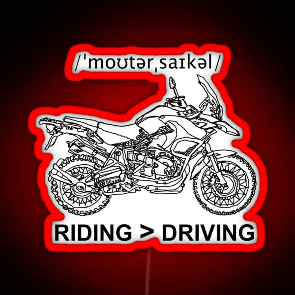 Adventure Bike Style Illustration RGB Neon Sign