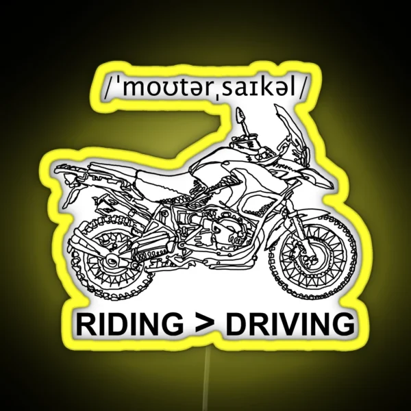 Adventure Bike Style Illustration RGB Neon Sign