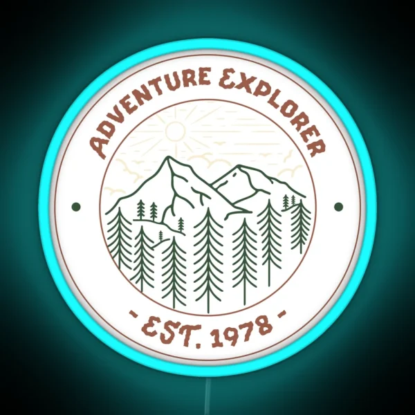 Adventure Explorer Outdoor Enthusiast Mountain Range RGB Neon Sign