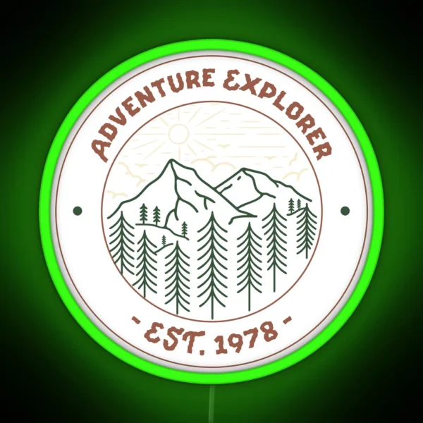 Adventure Explorer Outdoor Enthusiast Mountain Range RGB Neon Sign