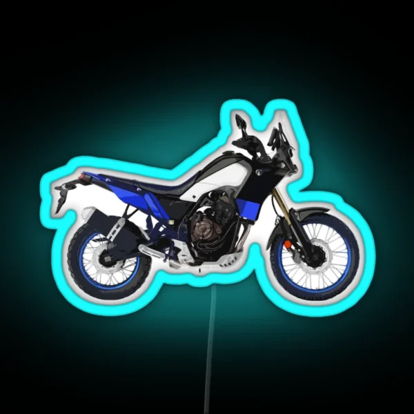 Adventure Motorcycle Bike Custom Vector Artwork Blue And Black RGB Neon Sign