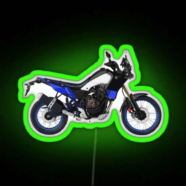 Adventure Motorcycle Bike Custom Vector Artwork Blue And Black RGB Neon Sign