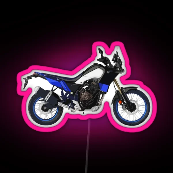 Adventure Motorcycle Bike Custom Vector Artwork Blue And Black RGB Neon Sign