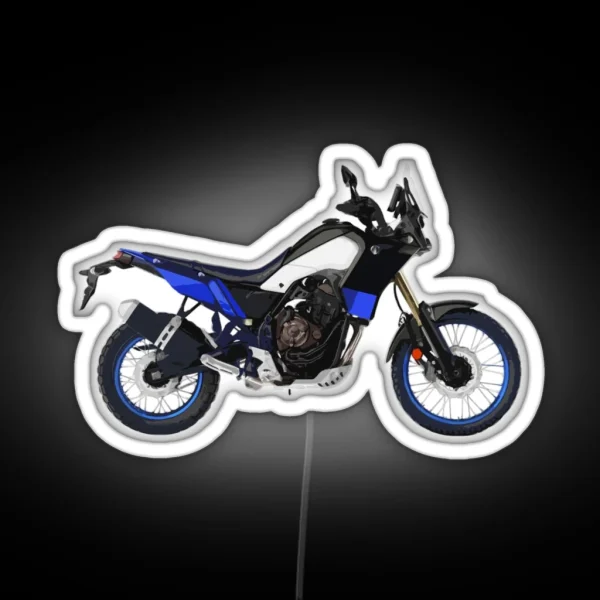 Adventure Motorcycle Bike Custom Vector Artwork Blue And Black RGB Neon Sign