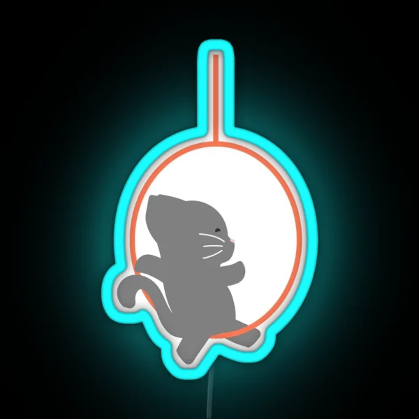 Aerial Hoop Kitty Cat Aerial Acrobatics RGB Neon Sign