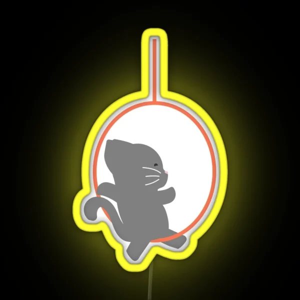 Aerial Hoop Kitty Cat Aerial Acrobatics RGB Neon Sign
