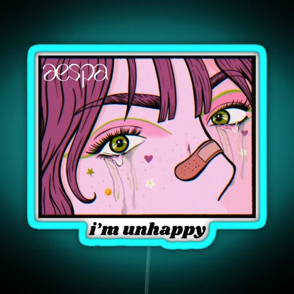 Aespa I M Unhappy Kpop Merch For Fans Gift For MY RGB Neon Sign