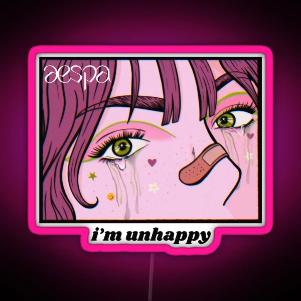 Aespa I M Unhappy Kpop Merch For Fans Gift For MY RGB Neon Sign