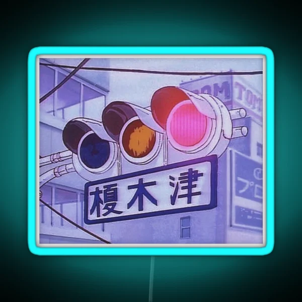 Aesthetic Lofi Anime Traffic Lights RGB Neon Sign