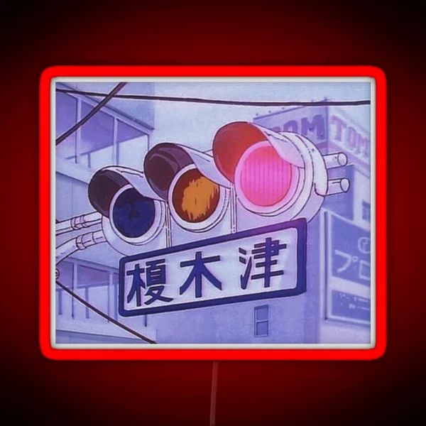 Aesthetic Lofi Anime Traffic Lights RGB Neon Sign