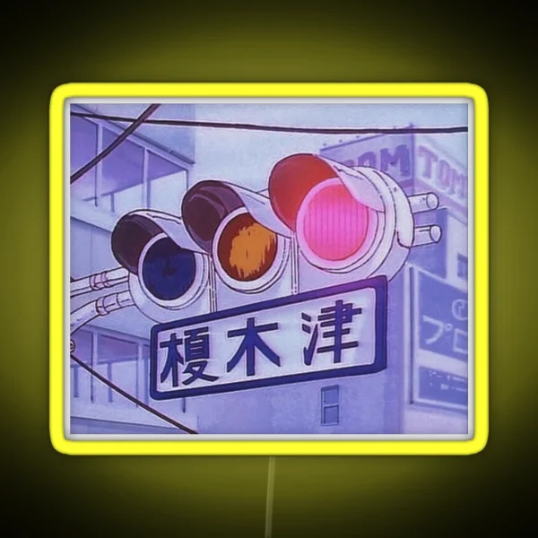 Aesthetic Lofi Anime Traffic Lights RGB Neon Sign