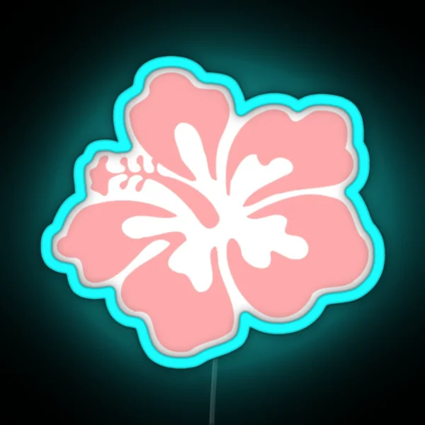 Aesthetic Pink Hibiscus Flower RGB Neon Sign
