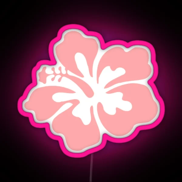 Aesthetic Pink Hibiscus Flower RGB Neon Sign
