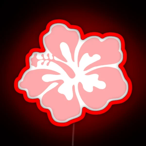 Aesthetic Pink Hibiscus Flower RGB Neon Sign