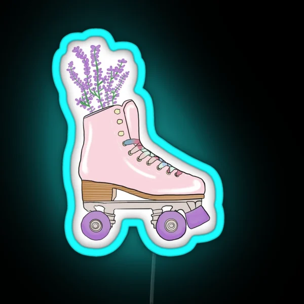 Aesthetic Pink Lavender Pastel Roller Skate RGB Neon Sign