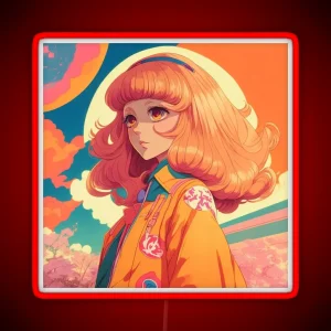 Aesthetic Retro 70s Anime Girl RGB Neon Sign