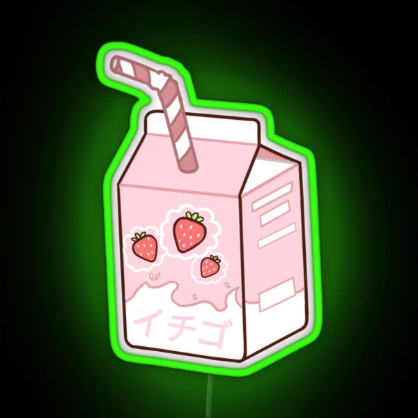 Aesthetic Strawberry Milk RGB Neon Sign