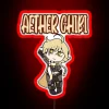 Vibrant RGB lights illuminate this quirky anime gaming aesthetic sign.