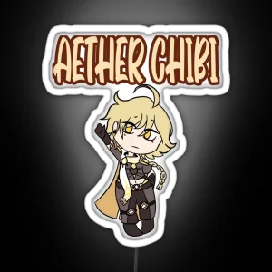 Aether Chibi Funny Anime Game RGB Neon Sign